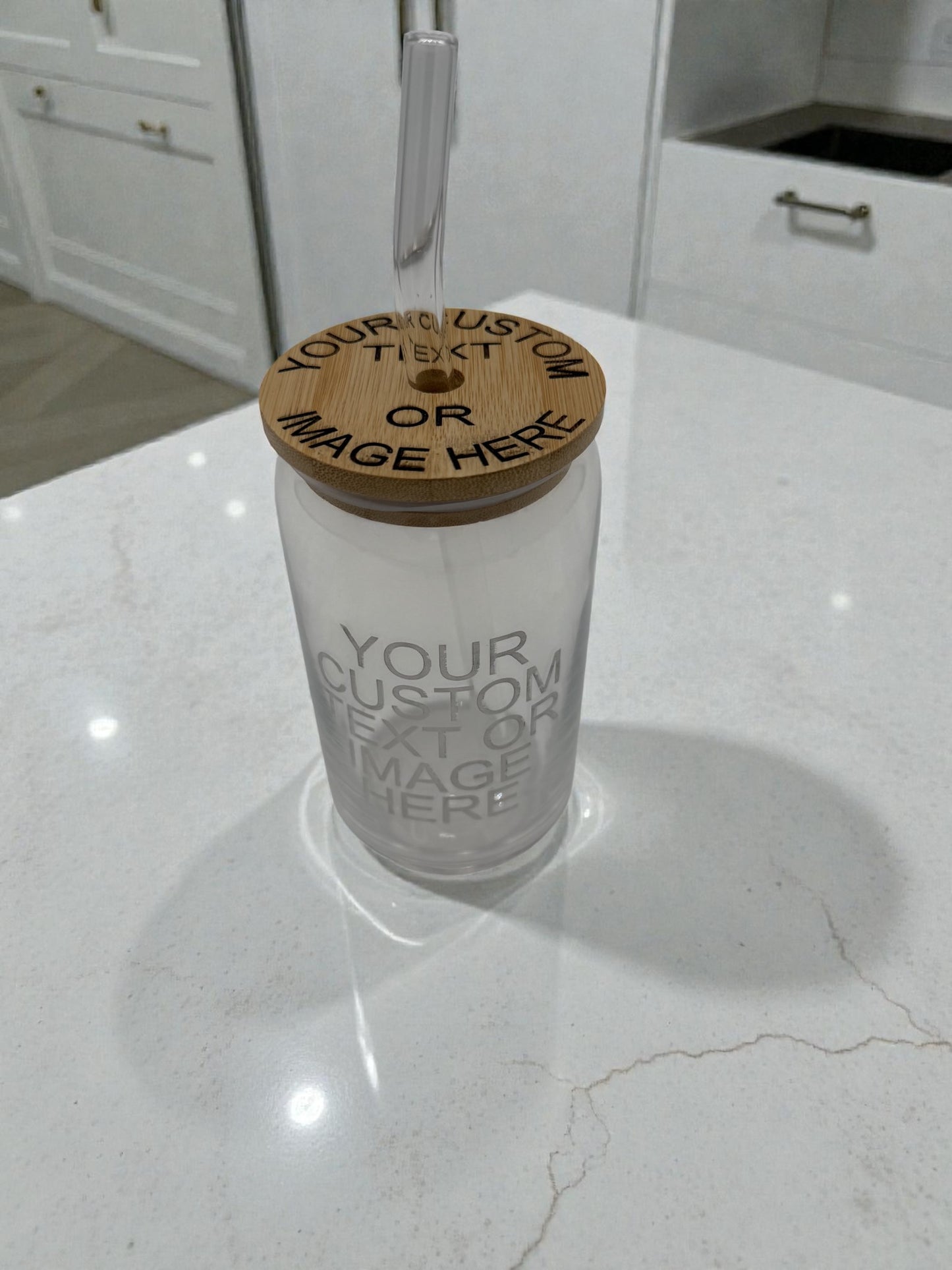 16oz Drink Glass with Bamboo Lid & Glass Straw - SCO7